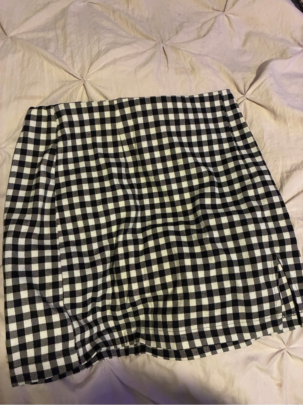 Black & White Gingham Mini Skirt